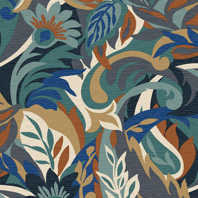 Casa Leaf Wallpaper Tropical Abstract Leaves World Of Wallpaper Blue/Teal 5903