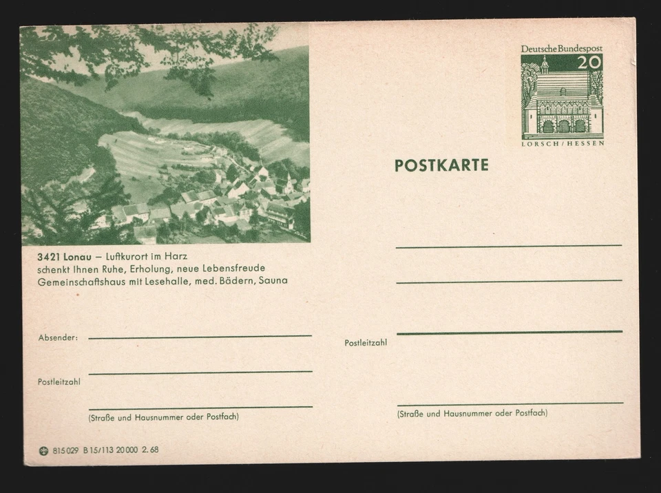 Germany Two 20pf Architecture Lorsch Hessen Postal Stationery Cards - Image 2 of 3