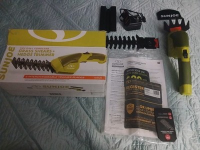 sun joe hj604c 7.2 volt cordless 2in1 grass shear and hedge trimmer
