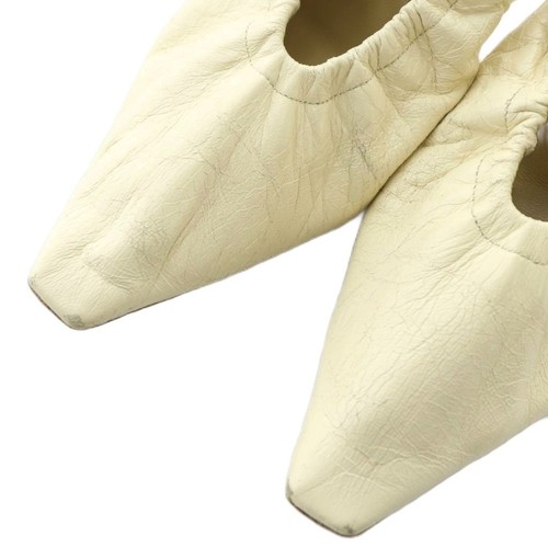 Women 6.5US Bottega Veneta Pumps Leather Square Toe Clear Heel 37 Ivory /Xz Gy19 - Picture 3 of 9