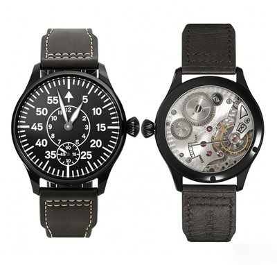 Men's Retro Aviator Automatic Watch Luminous Hands Leather Strap Dress Watch