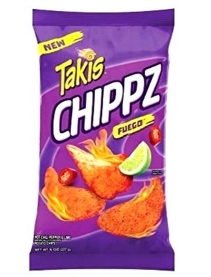 8oz Bag TAKIS CHIPPZ Hot Chili Pepper & Lime FUEGO Thin-Cut Crispy Potato Chips
