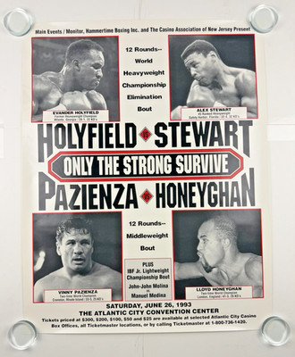 1993 Evander Holyfield vs Stewart Original Boxing Fight Poster Atlantic City