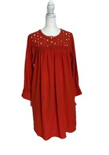 Madewell Eyelet Daybreak Dress Women Sm F0952 Linen Blend Red Orange Beach Boho