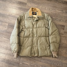 Vintage 70s Eddie Bauer Corduroy Collar Down Jacket L MADE IN USA