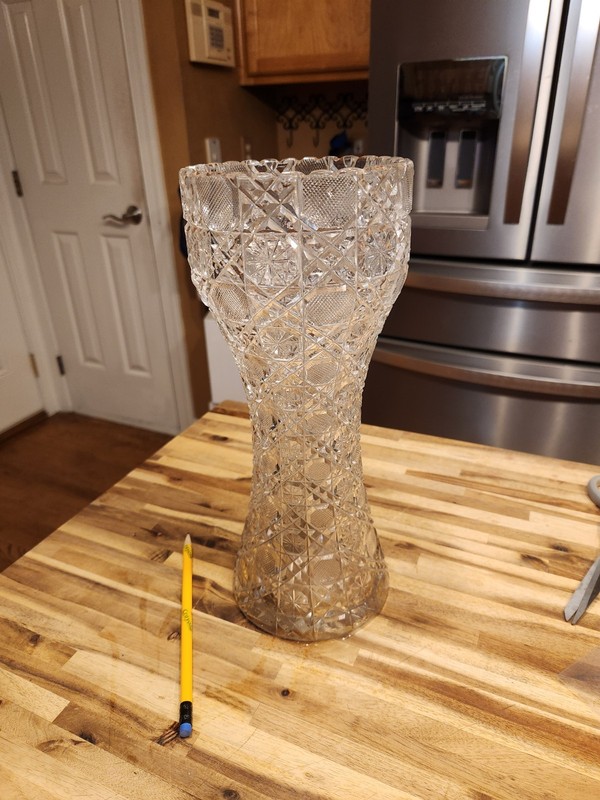 12" ABP American Brilliant Period Daisy Pairpoint Cut Crystal Corset Vase