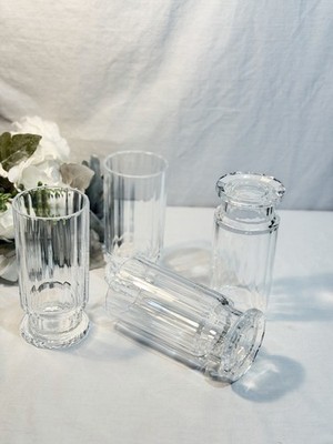 Set of 4 Dansk Designs Gustav Paneled Highball Tumblers 14 Oz Crystal Glasses 6 