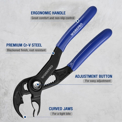 #ad WORKPRO 5 Inch Water Pump Pliers Premium CR V Construction with Comfortable Grip $17.99