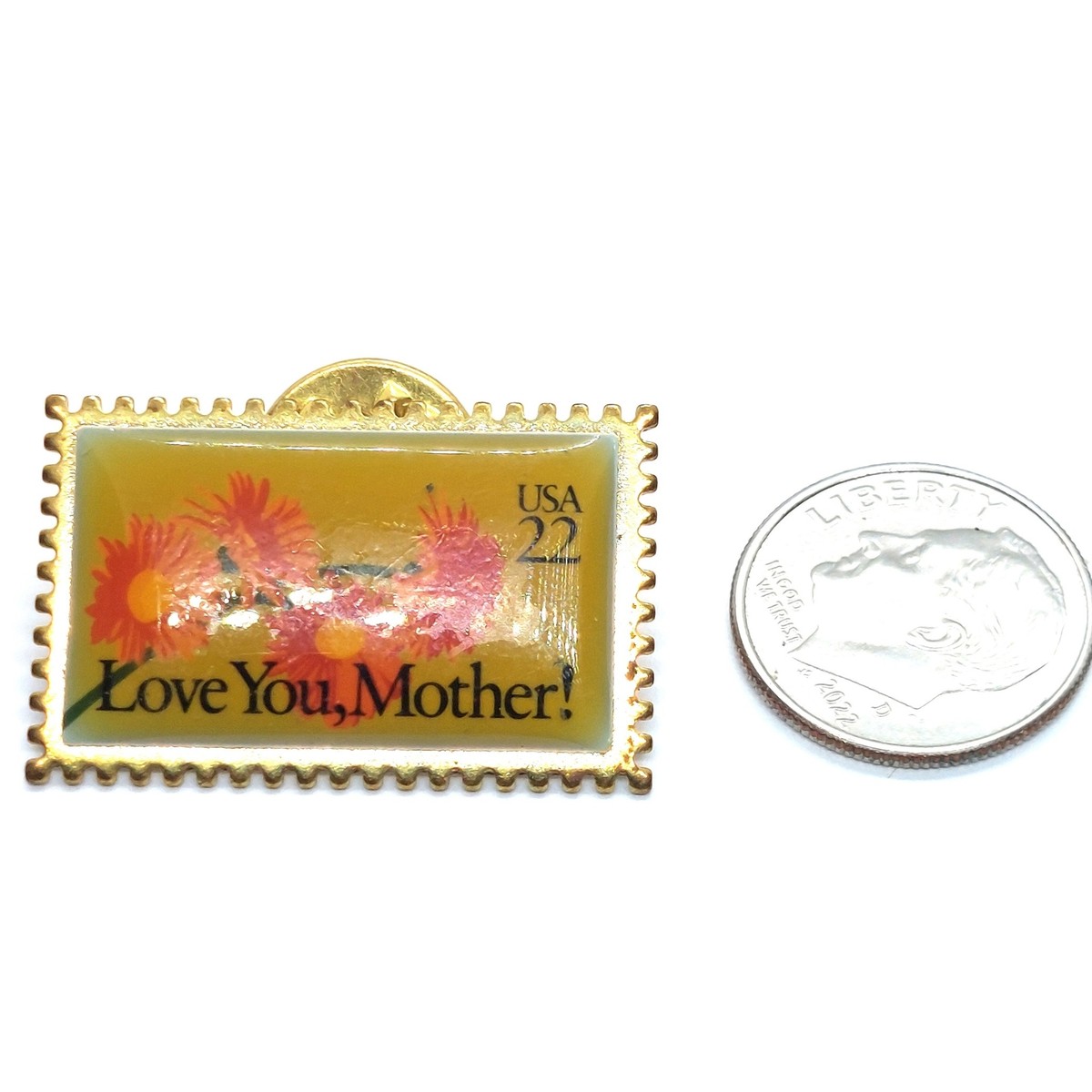 Love You, Mother! USA 22 Stamp Design Pin Lapel Enamel Collectible