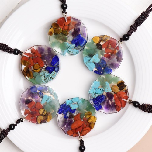 7 Chakra Natural Stone Energy Pendant Necklace Yoga Reiki Healing Amulet Lucky - Picture 7 of 26