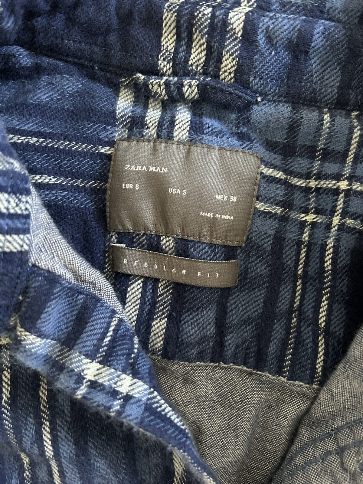 Zara Man Plaid Flannel Blue Casual Button Down Sh… - image 3