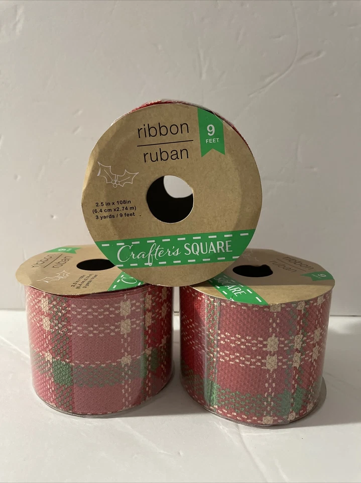 Lot Of 3 Crafter’s Square Ribbon Rubab Holiday Ribbon 9Ft L 2.5inx 108in Width - Image 2 of 4