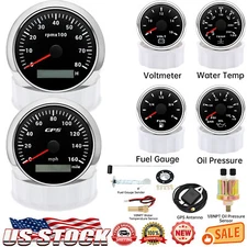 6 Gauge Set with Sensor 85mm GPS Speedometer 160MPH Tacho&Fuel/Oil/Temp/Volt US 