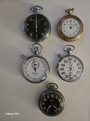Vintage Pocket Watch And Stop Watches. All Work!