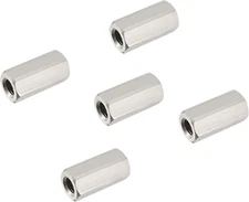5PCS M6 X 1-Pitch 10Mm Length 304 Stainless Steel Metric Hex Coupling Nut