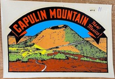 NUEVO MÉXICO CAPULIN MONTAÑA MONUMENTO NACIONAL VINTAGE VENTANA DIAPOSITIVA CALCOMANÍA ETIQUETA