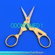 3 1/2" Pro Quality Stork Embroidery Scissors - Gold Plated