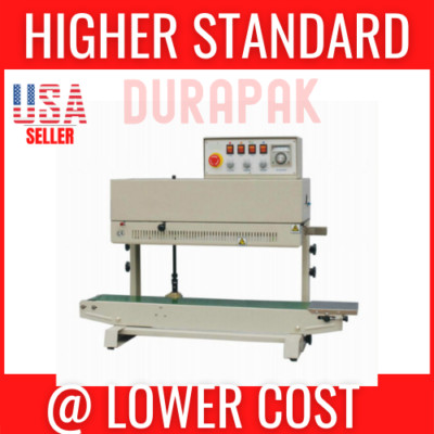 Table Top Vertical Stainless Steel Band Sealer w/ Ink Printer Continuous Sealing
