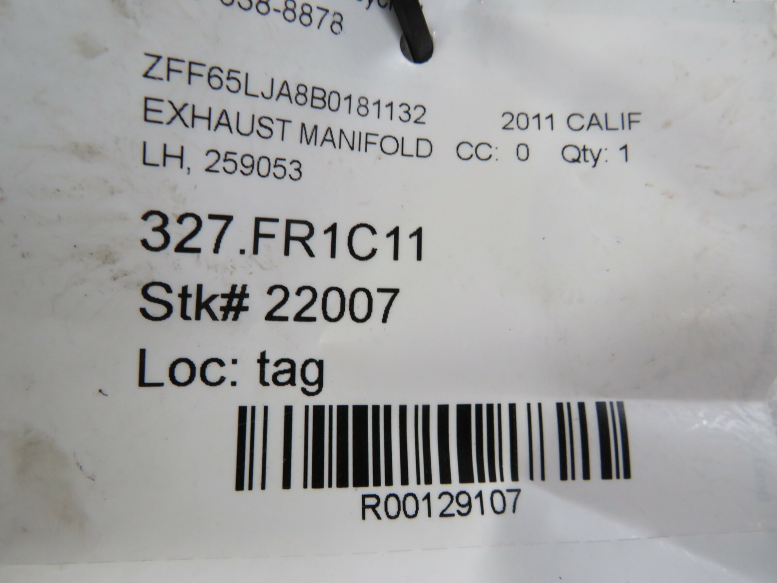 Ferrari California, LH, Left, Exhaust Manifold, Used, P/N 259053