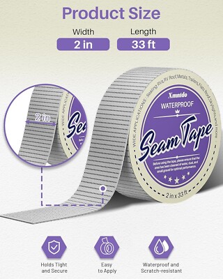 Waterproof Patch & Seal Tape - 2 In x 33 Feet, for Repairing Leaks & Cracks