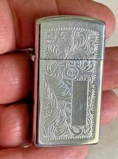 VTG ZIPPO SLIM LIGHTER VINTAGE BRADFORD, PA USA EARLY PAISLEY no MONOGRAM XIII