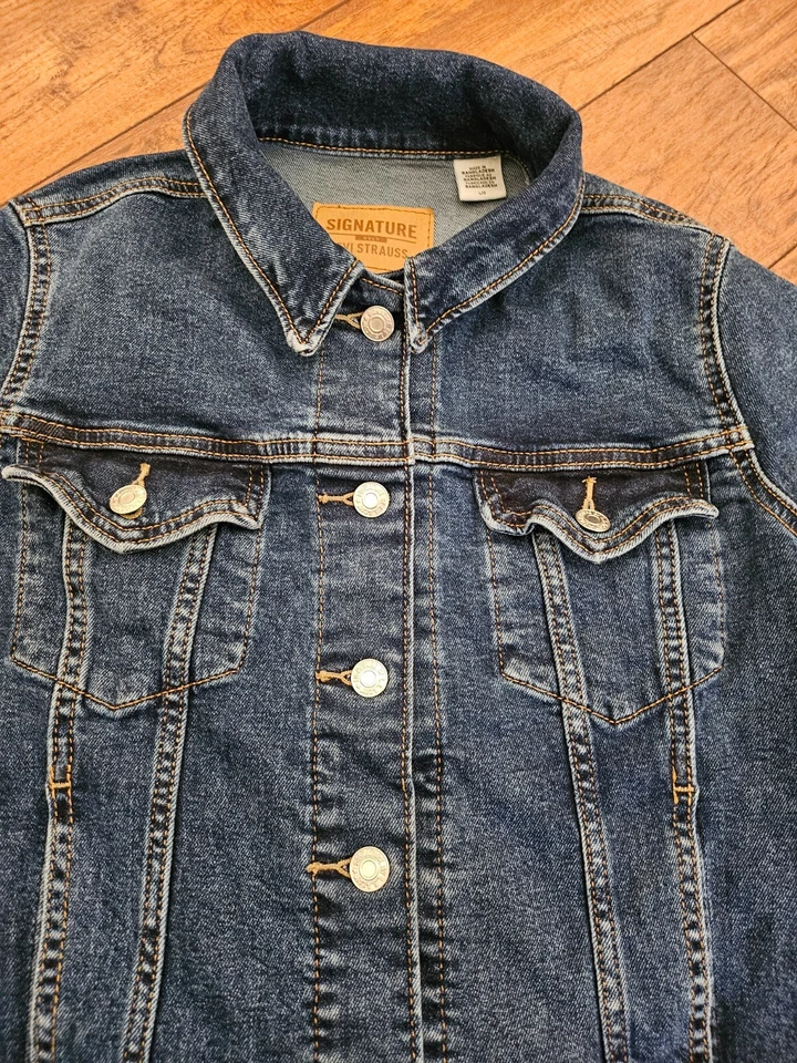 Chaqueta vaquera LEVI STRAUSS Signature Denim para niñas talla grande etiqueta de cuero de camionero Foto 3 de 4