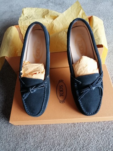 TOD'S city gommino mocassino donna in camoscio blue con laccetto | eBay