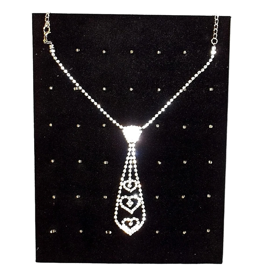 MODA GIOIELLO COLLANA DONNA GIROCOLLO Cravatta Strass Argento Silver 78256 - Immagine 3 di 4