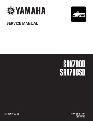 New Yamaha Snowmobile SRX 700D 700SD Service Manual Paper LIT
