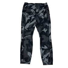 Athleta Camo Contender 7/8 Tight Womens Medium Black Gray Leggings Zip Pockets
