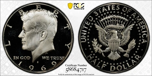 1969 S 50C Proof Kennedy Half Dollar PCGS PR 68 DCAM
