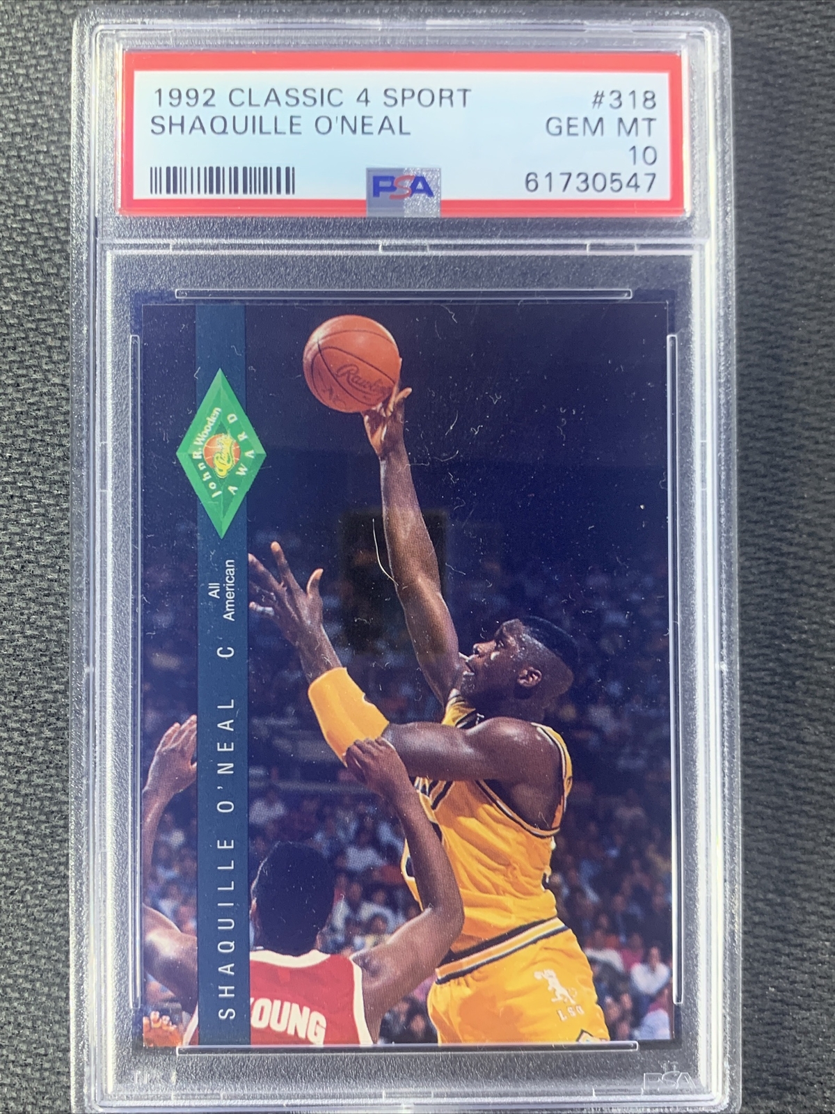 1992 CLASSIC 4 SPORT #318 SHAQUILLE O'NEAL RC ROOKIE HOF PSA 10 RARE POP 139