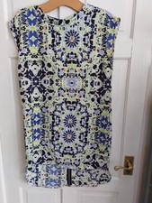 Neon Rose Uk 12 Butterflies Sleeveless Dress Shorter At Front Summer Holiday