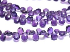 Perles de pierres précieuses à facettes en améthyste violette 2 brins 10 pièc...