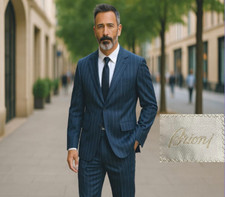 Brioni Nomentano Sport Coat Mens 40 R Navy Pinstripes Jacket Wool Cotton Italy