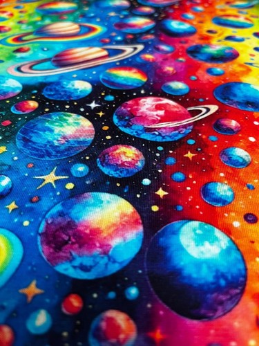 Jersey Baumwollstoff Weltall in Regenbogenfarben Planeten Galaxy Stoffe Stoff - Bild 2 von 12