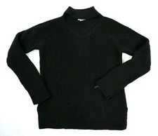 Bar III Women's Size S (Small) Choker Neck Sweater Pullover Zipper Cuffs Black