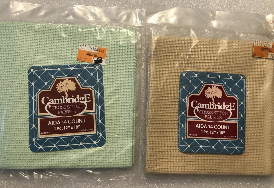 VTG Arts & Crafts Cambridge Cross Stitch Fabric X2 12x18” Mint & Tan 22225V1.5 - Image 2 of 4