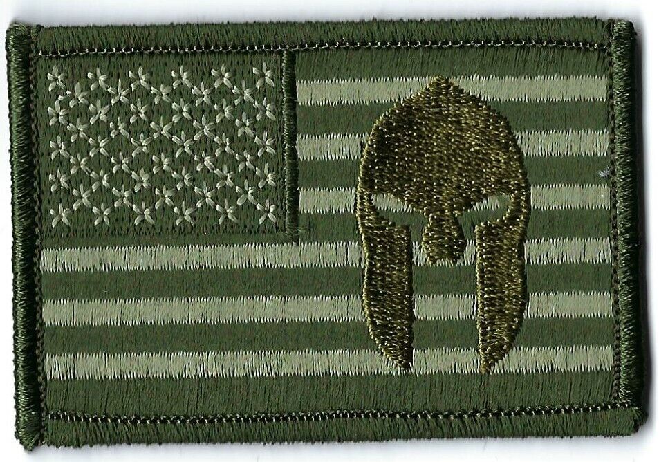 UNITED STATES OF AMERICA FLAG WITH SPARTAN MILITARY PATCH