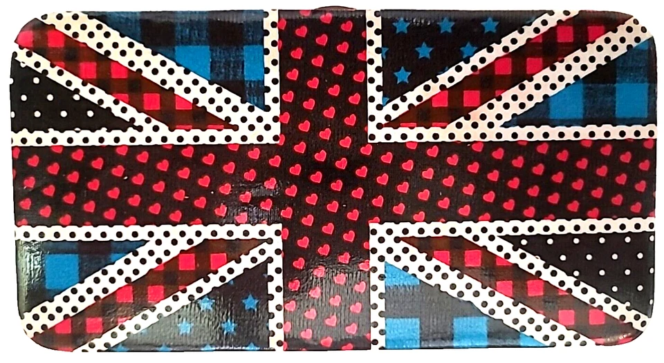 Union Jack жесткий чехол бумажник застежки синий и красный сердца звезды клетку панк Великобритании - Изображение 2 из 4
