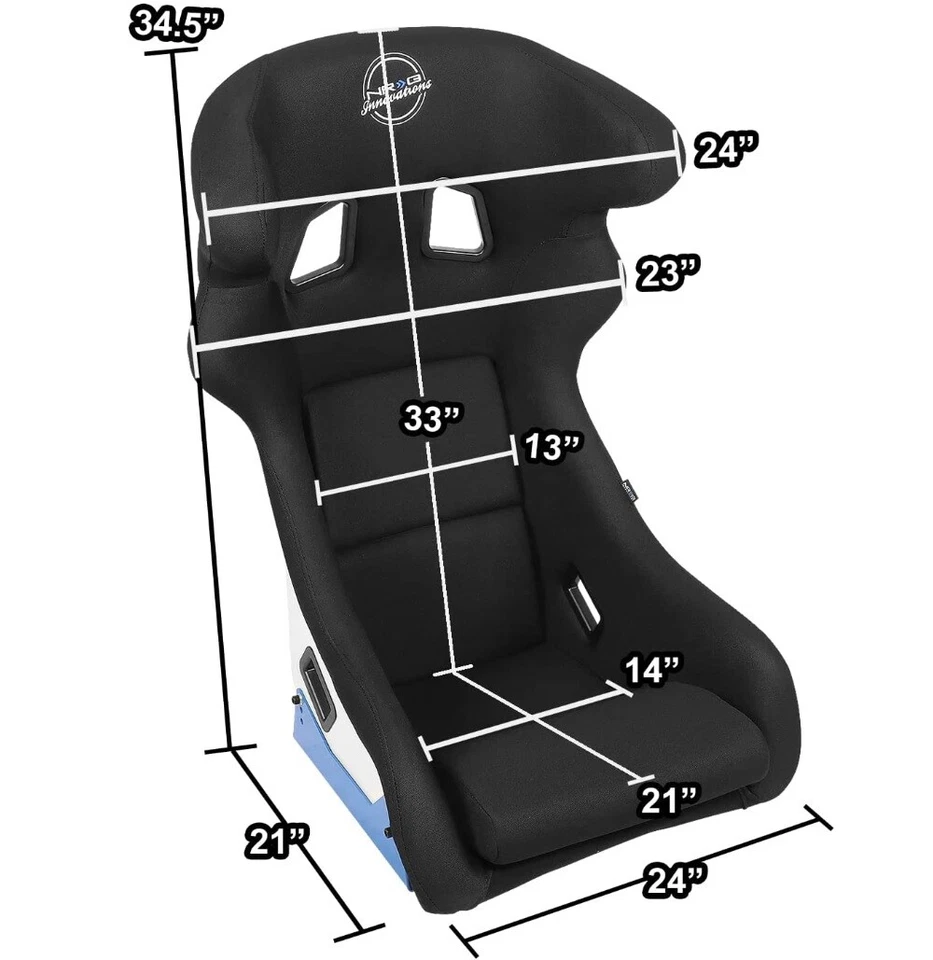 NRG GAMING SIMULATOR FIXED BACK BUCKET RACING SEAT FIBER GLASS LARGE BLACK - Image 4 of 4