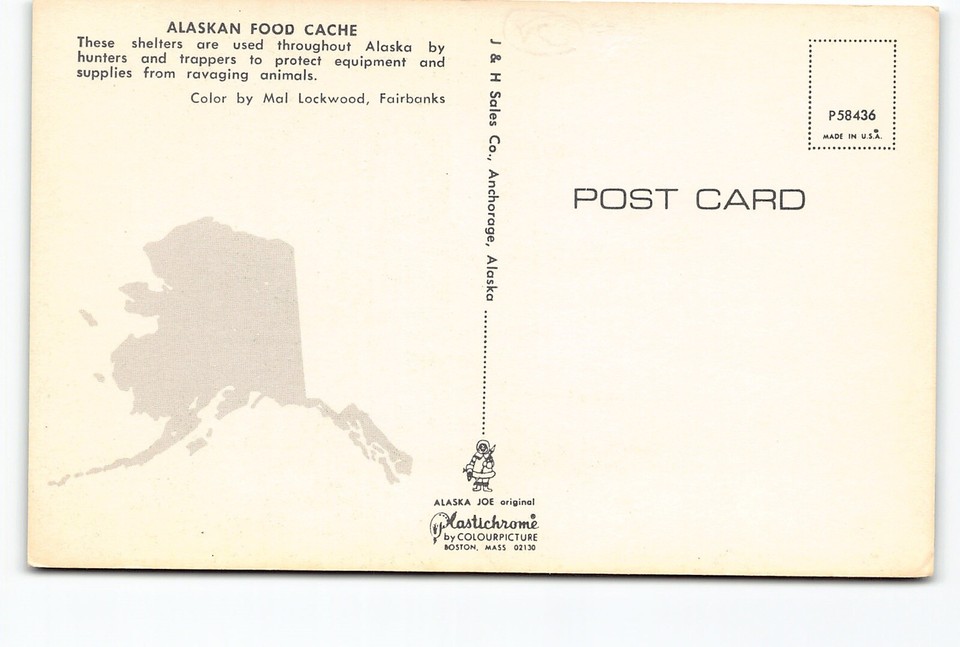 Alaskan Food Cache Hunters Trappers Equipment AK Chrome Postcard Vtg ...