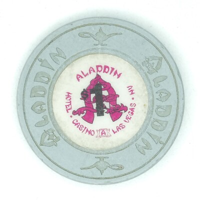Aladdin Hotel Casino Las Vegas 11th Edition $1 Grey House R-white Poker Chip