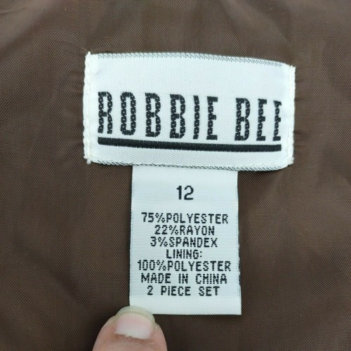 Robbie Bee Polyester/Polyester Blend Scoop Neck Dress Brown Women's Size 12 Used - Picture 7 of 12