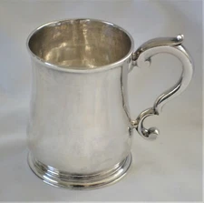Antique British Sterling Silver Tankard Mug London 1733 Thomas England