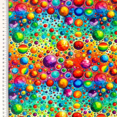Jersey Baumwollstoff Regenbogenfarben Planeten Galaxy Blasen Stoffe Stoff