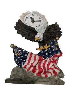 Vintage Resin Eagle & Flag Pendulum Clock #PHC-02B - Needs Repair The Clock 
