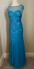 MONSOON double lined Turquoise blue ball gown evening dress UK Size 10