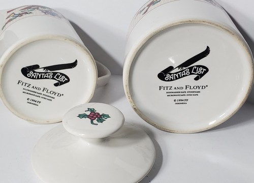 Vintage SANTA'S LIST Fitz & Floyd Sugar Bowl & Creamer Set - Picture 3 of 3