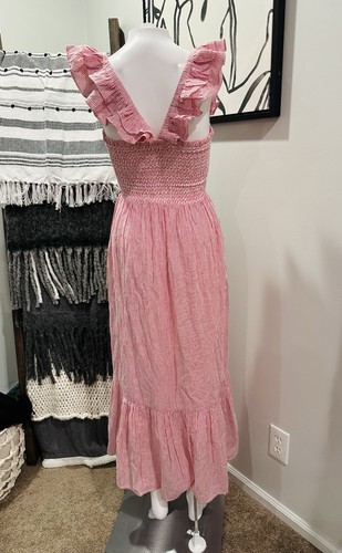 Marea By Liz Joy Sasco Red & White Gingham Smocked Maxi Dress Women’s XS $218 - Picture 7 of 15